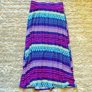 Girls long purple patterned skirt